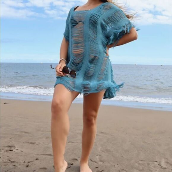 Beach cover BOHO baby blue - Picture 7 of 8